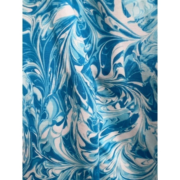 MICHAEL KORS BLUE WHITE PLEATED FRONT HIGH NECK SLEEVELESS DRESS Size 4 - Picture 8 of 14